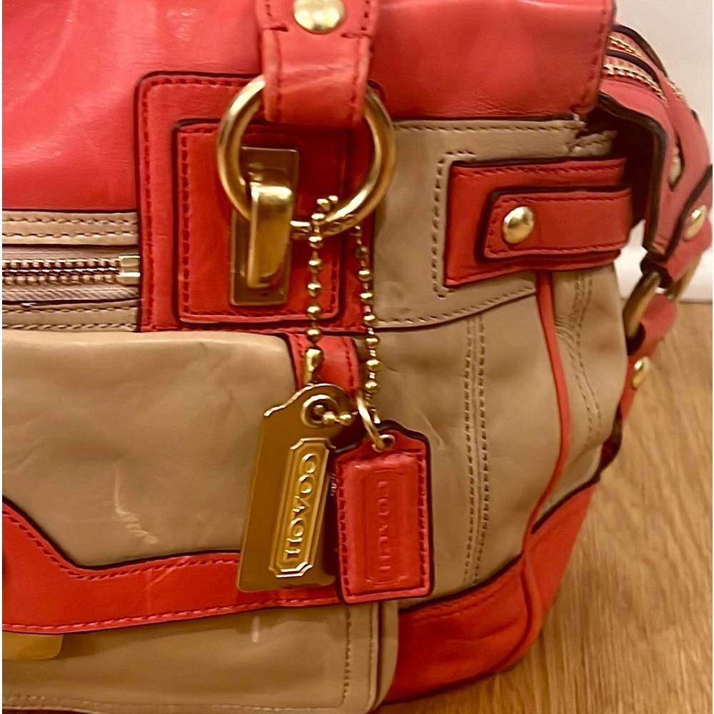 COACH Genuine Leather Double Zip Satchel - Picture 4 of 13